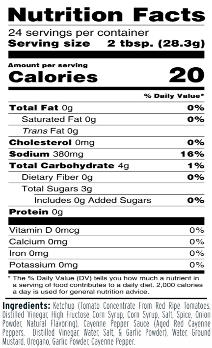24oz. Nutrition Facts